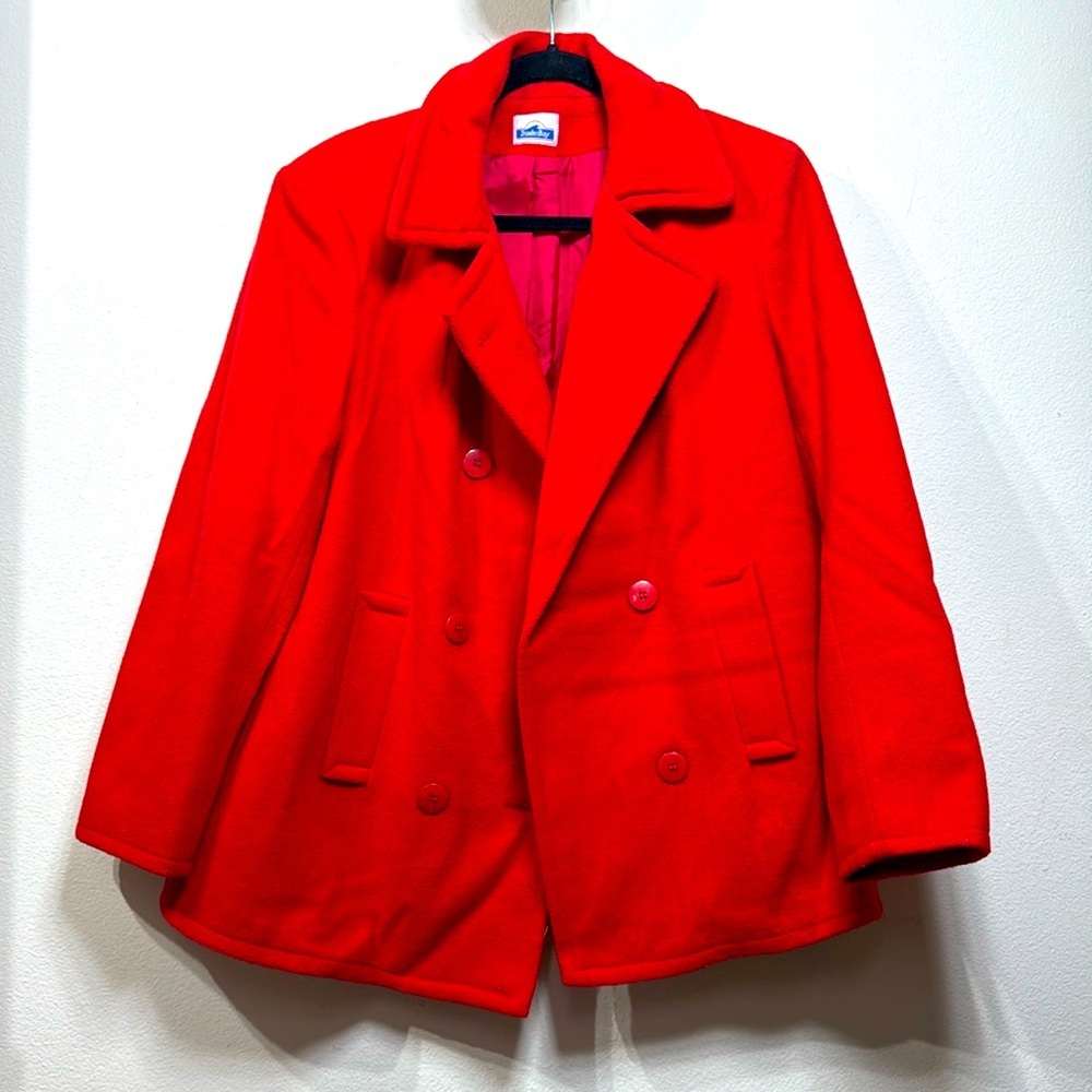 (N5) Vintage Trader Bay Red Wool Coat, Size 10 Pe… - image 1
